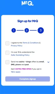 MrQ Sign Up Step 3